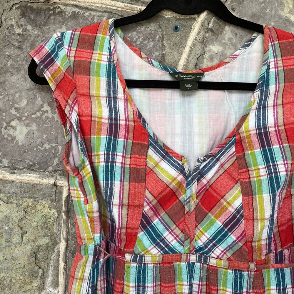 Eddie Bauer rainbow plaid summer dress